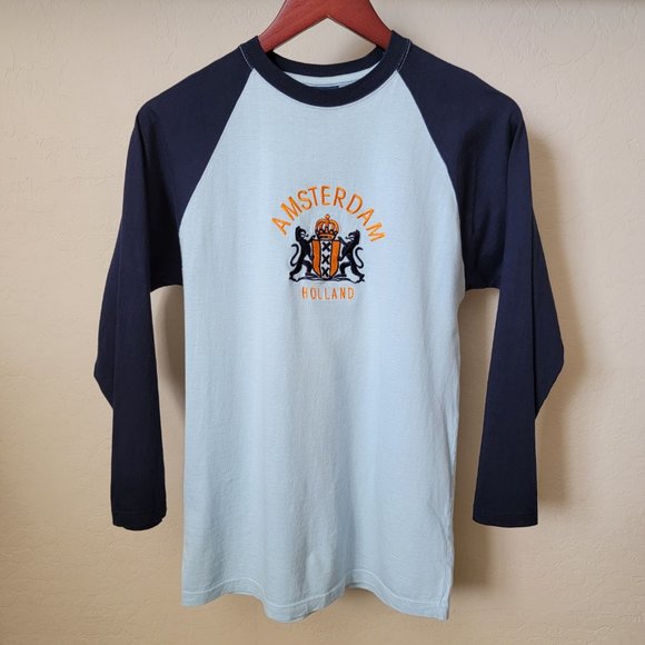 Fox Amsterdam Holland Coat of Arms Long Sleeve Raglan Tee Shirt - Picture 2 of 10